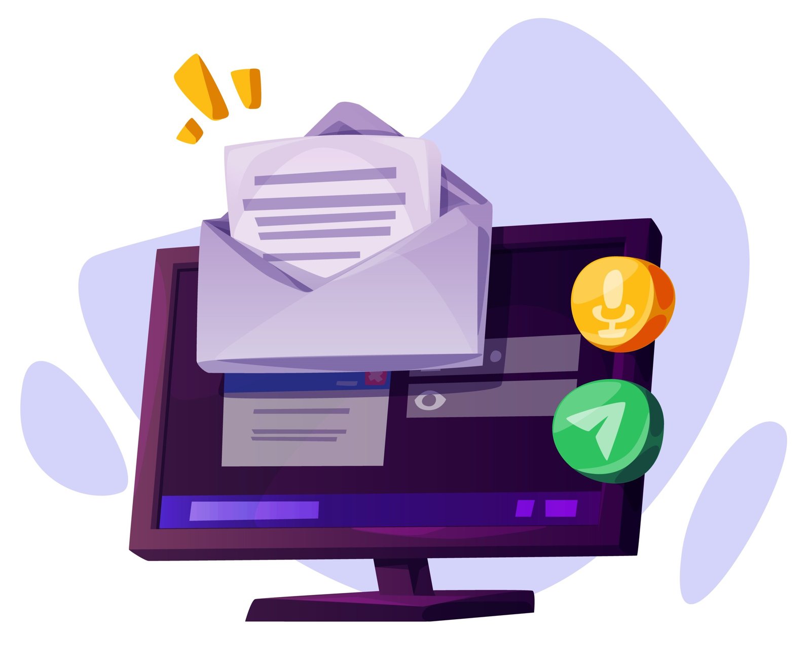 Computer with mail element icon cartoon vector