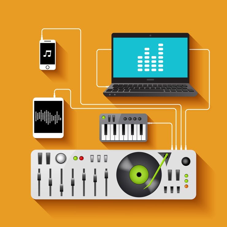 Graphical image of TV and music system